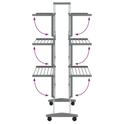 Tørrestativ med hjul 89x64x129 cm aluminium