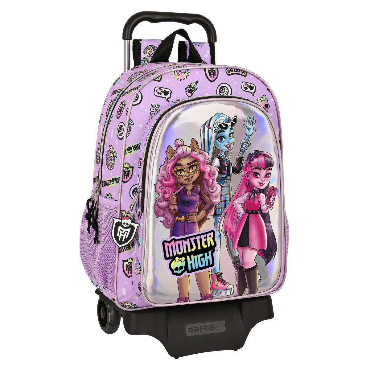 Skolerygsæk med Hjul Monster High Best boos Syren 33 x 42 x 14 cm billede