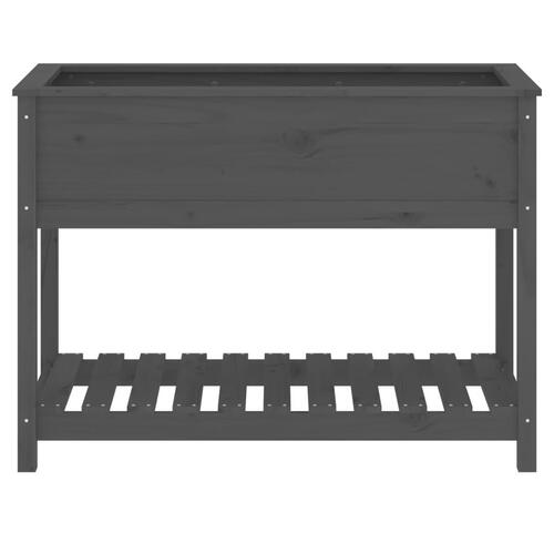 Plantekasse med hylde 111,5x54x81 cm massivt fyrretræ grå