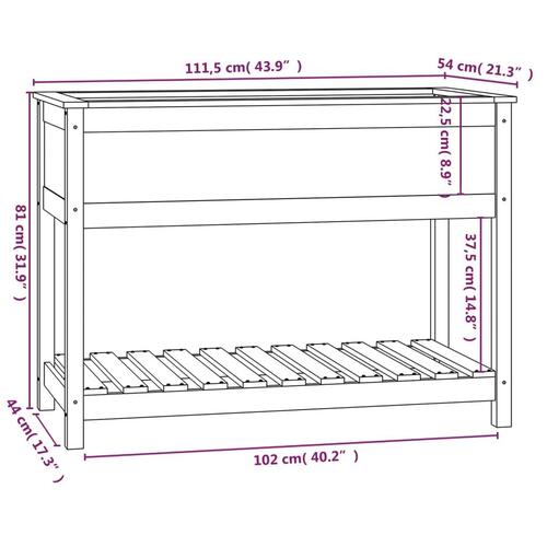 Plantekasse med hylde 111,5x54x81 cm massivt fyrretræ grå