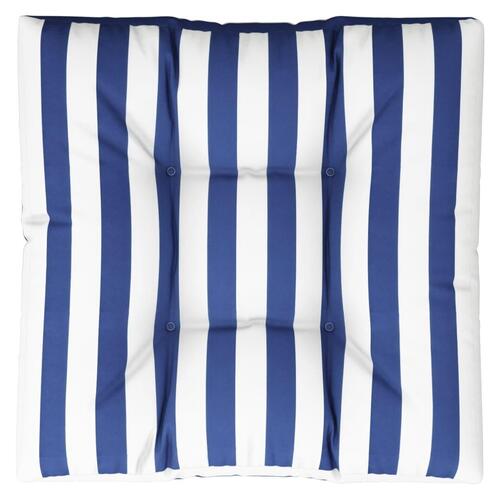 Pallehynde 80x80x12 cm stof stribet blå og hvid