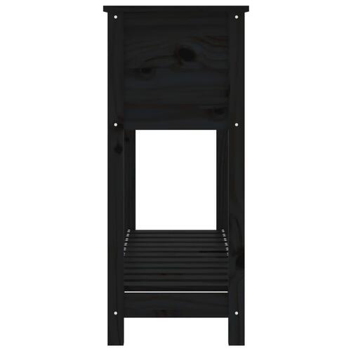 Plantekasse med hylde 111,5x34,5x81 cm massivt fyrretræ sort
