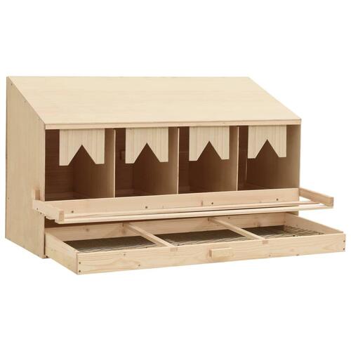 Redekasse til høns med 4 rum 106x40x59 cm massivt fyrretræ