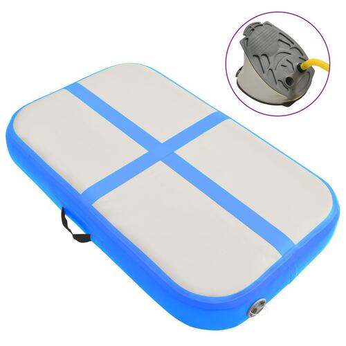 Oppustelig gymnastikmåtte med pumpe 60x100x15 cm PVC blå