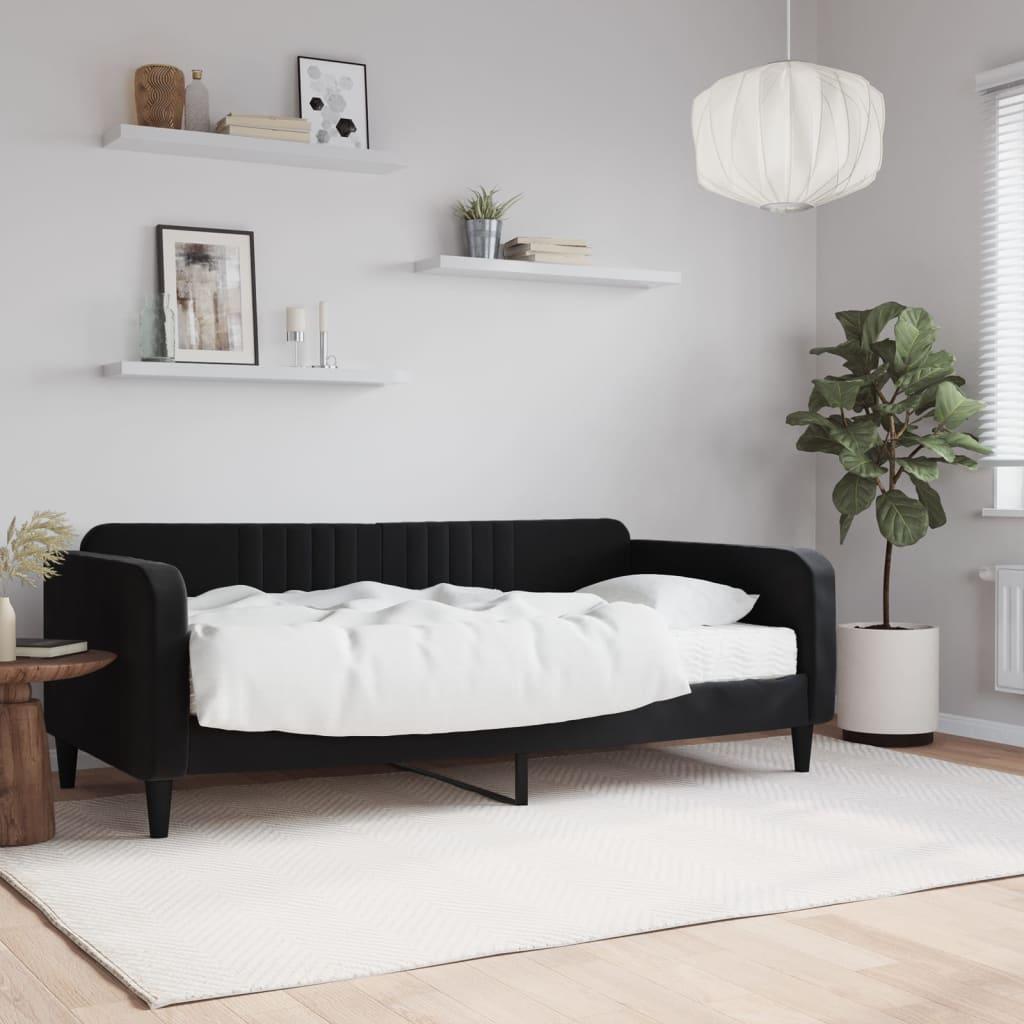 Daybed Velour Sort - med madras / 90 x 190 cm