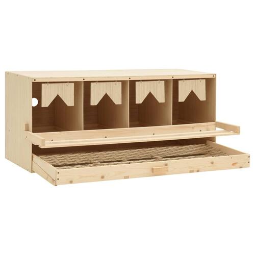 Redekasse til høns med 4 rum 106x40x45 cm massivt fyrretræ