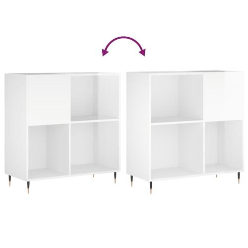 Vinylskab 84,5x38x89 cm konstrueret træ hvid højglans