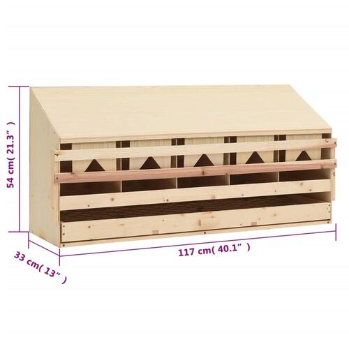 Redekasse til høns med 5 rum 117x33x54 cm massivt fyrretræ