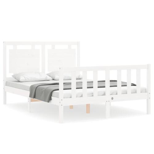 Sengeramme med sengegavl 140x200 cm massivt træ hvid