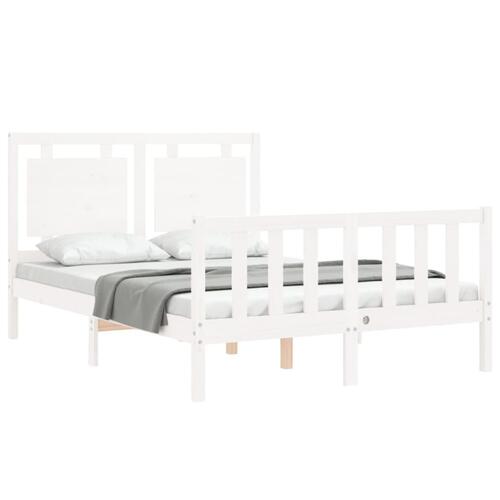 Sengeramme med sengegavl 140x200 cm massivt træ hvid