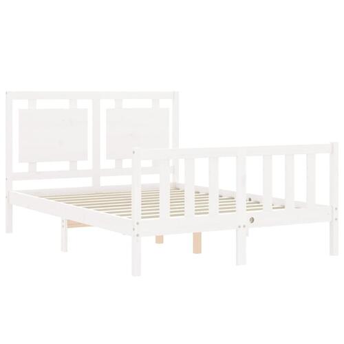 Sengeramme med sengegavl 140x200 cm massivt træ hvid