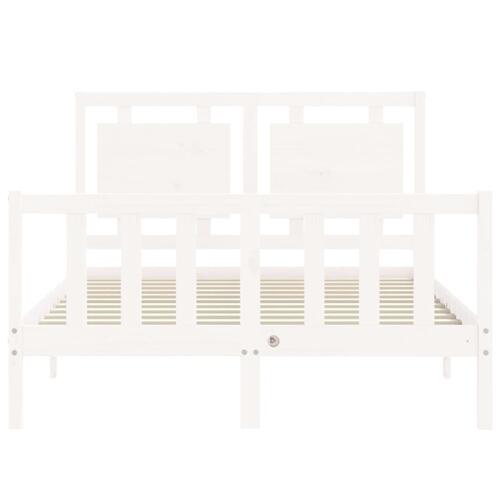 Sengeramme med sengegavl 140x200 cm massivt træ hvid