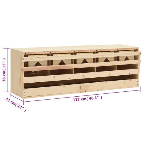 Redekasse til høns med 5 rum 117x33x38 cm massivt fyrretræ