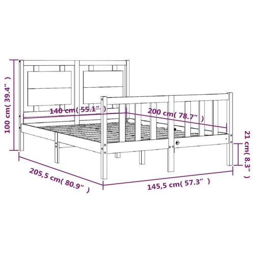 Sengeramme med sengegavl 140x200 cm massivt træ hvid