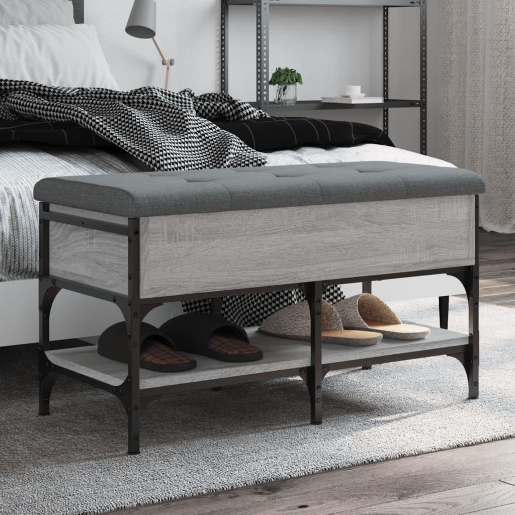 Skobænk 82x42x45 cm konstrueret træ grå sonoma-eg