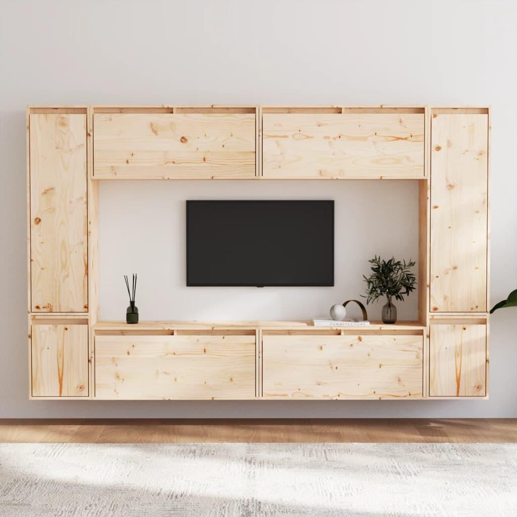 Tv-skabe 8 dele massivt fyrretræ