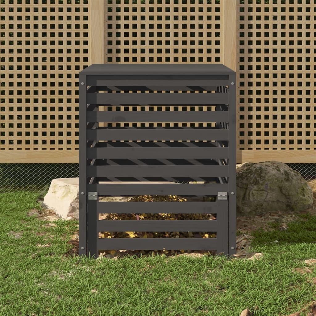 Kompostbeholder 82,5x82,5x99,5 cm massivt fyrretræ grå