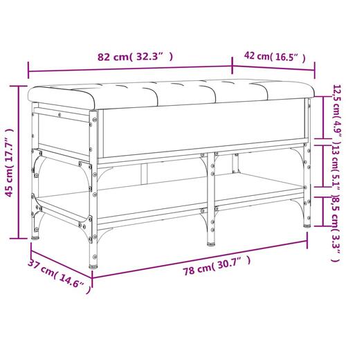 Skobænk 82x42x45 cm konstrueret træ grå sonoma-eg