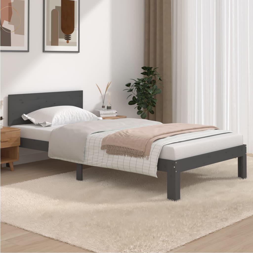 Sengeramme 100x200 cm massivt fyrretræ grå