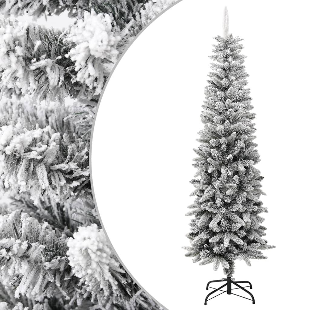 Kunstigt smalt juletræ med sne 180 cm PVC og PE billede
