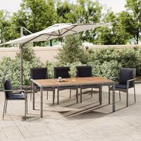 Havebord med træbordplade polyrattan og massivt akacietræ grå