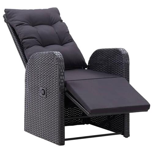 Havestole med hynder justerbart ryglæn 2 stk. polyrattan sort