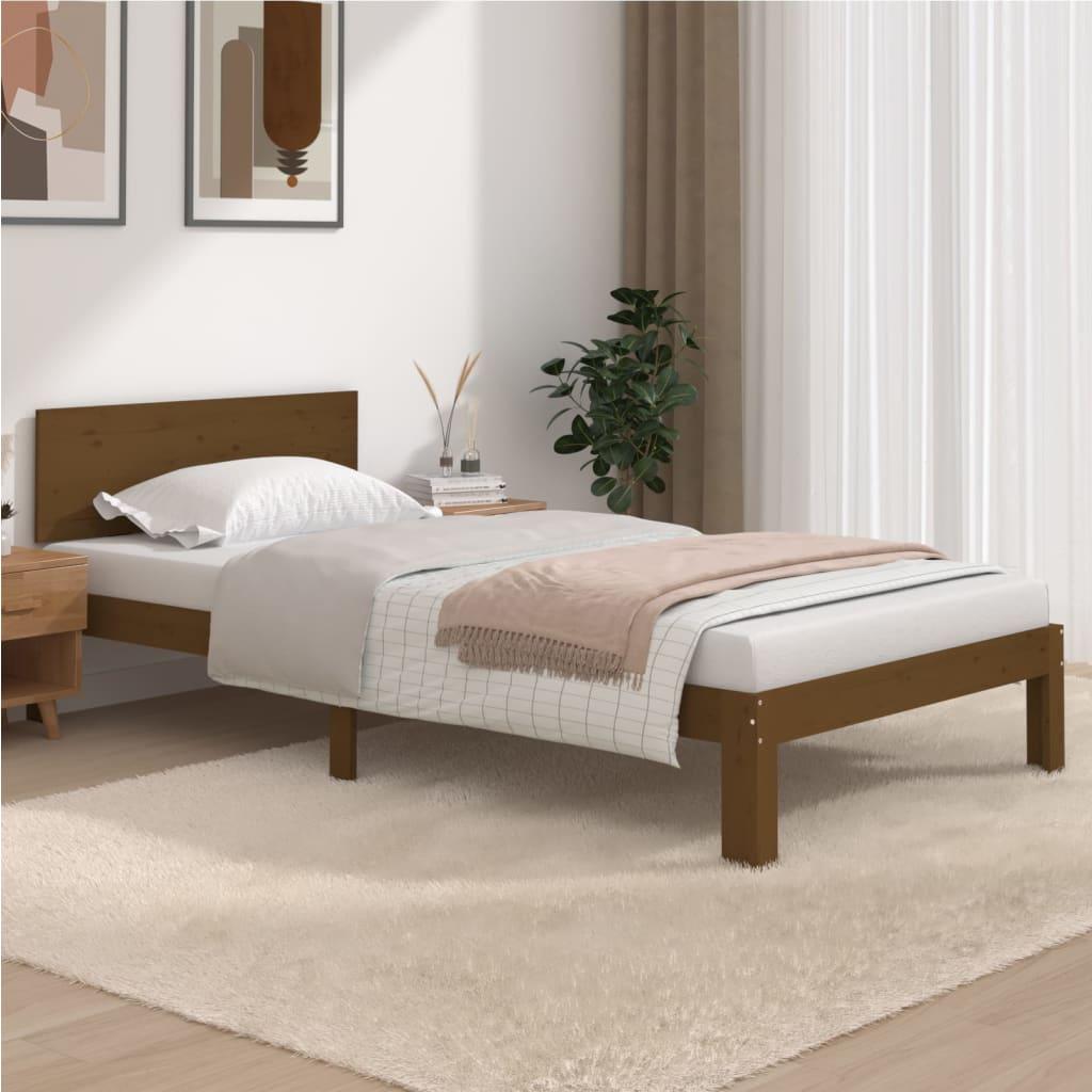 Sengeramme 100x200 cm massivt fyrretræ gyldenbrun