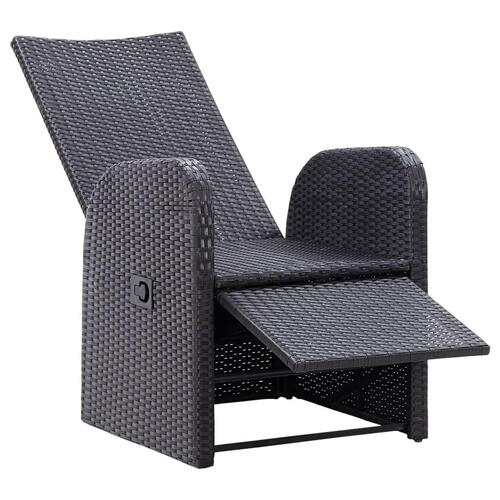 Havestole med hynder justerbart ryglæn 2 stk. polyrattan sort