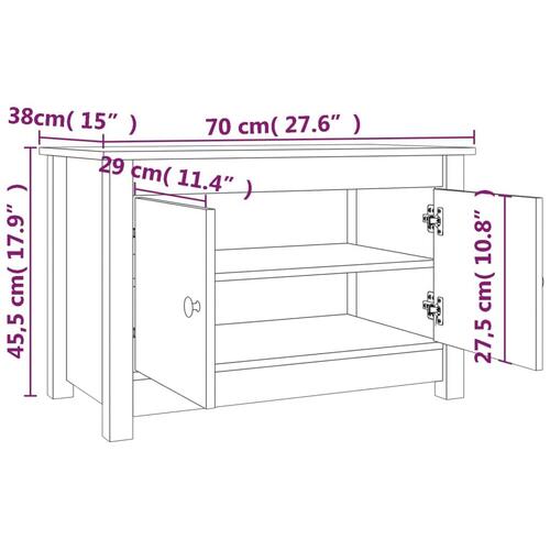Skobænk 70x38x45,5 cm massivt fyrretræ