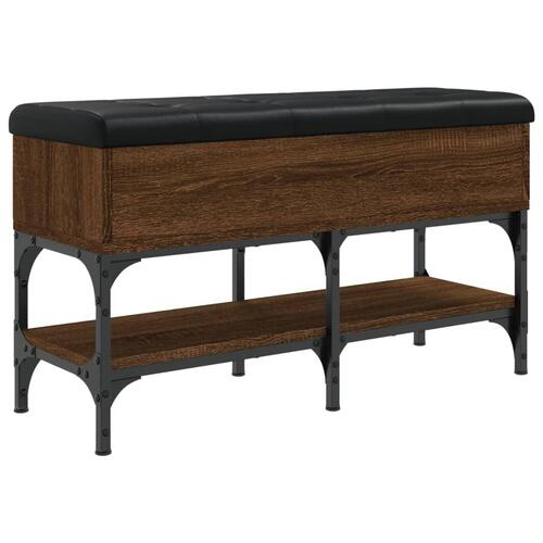Skobænk 82x32x45 cm konstrueret træ brun egetræsfarve