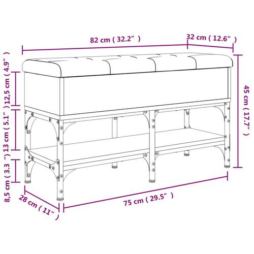 Skobænk 82x32x45 cm konstrueret træ brun egetræsfarve