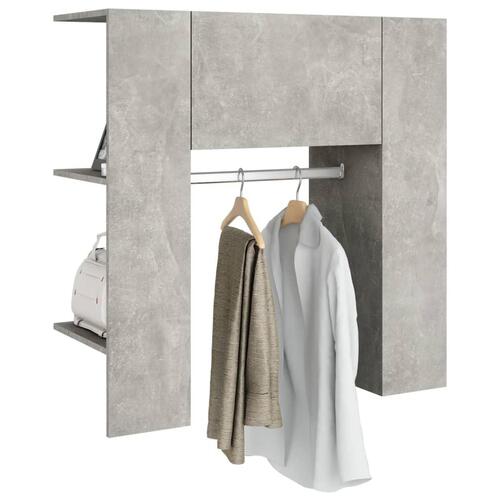 Entrémøbel 97,5x37x99 cm konstrueret træ betongrå