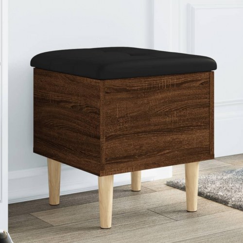 Opbevaringsbænk 42×42×46 cm - brun egetræsfarve med sort hynde