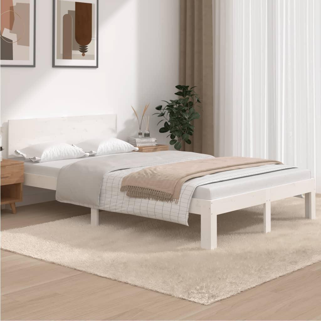 Sengeramme 120x200 cm massivt fyrretræ hvid