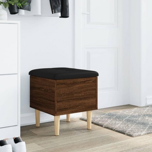 Opbevaringsbænk 42×42×46 cm - brun egetræsfarve med sort hynde