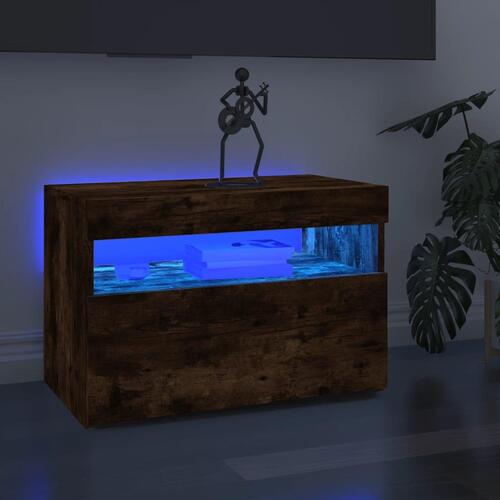 Tv-borde med LED-lys 2 stk. 60x35x40 cm røget eg