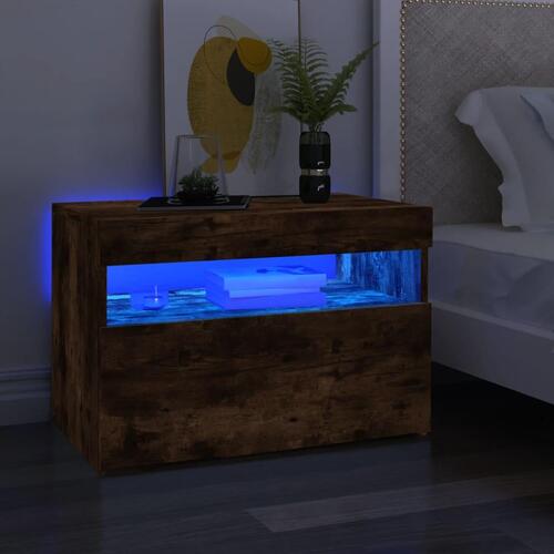 Tv-borde med LED-lys 2 stk. 60x35x40 cm røget eg