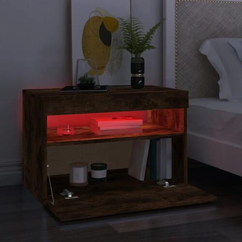 Tv-borde med LED-lys 2 stk. 60x35x40 cm røget eg