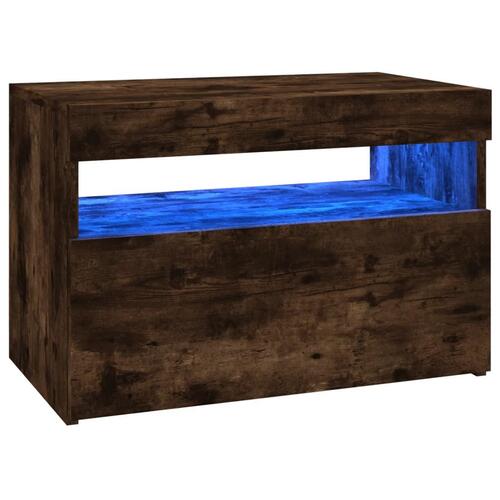 Tv-borde med LED-lys 2 stk. 60x35x40 cm røget eg