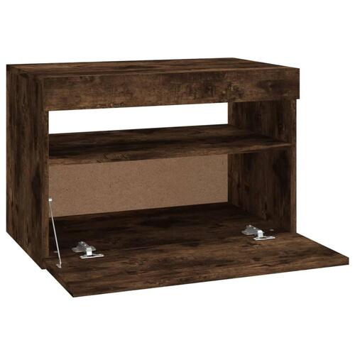 Tv-borde med LED-lys 2 stk. 60x35x40 cm røget eg
