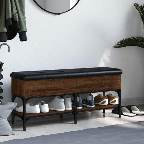 Skobænk 102x32x45 cm konstrueret træ brun egetræsfarve