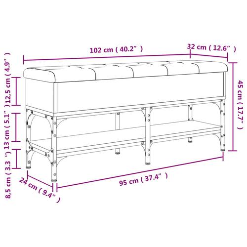 Skobænk 102x32x45 cm konstrueret træ brun egetræsfarve