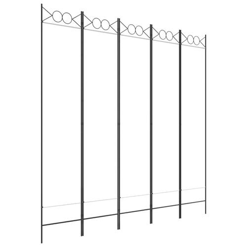 5-panels rumdeler 200x200 cm stof hvid
