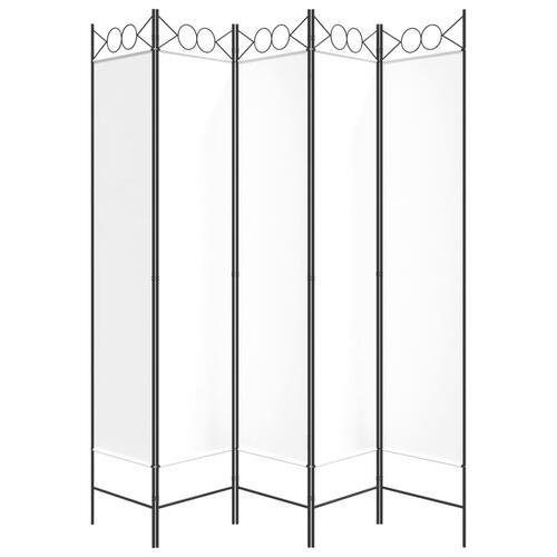 5-panels rumdeler 200x200 cm stof hvid