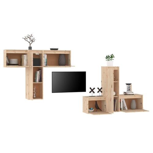 Tv-skabe 6 dele massivt fyrretræ