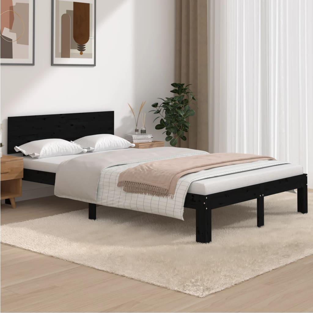 Sengeramme 120x200 cm massivt fyrretræ sort