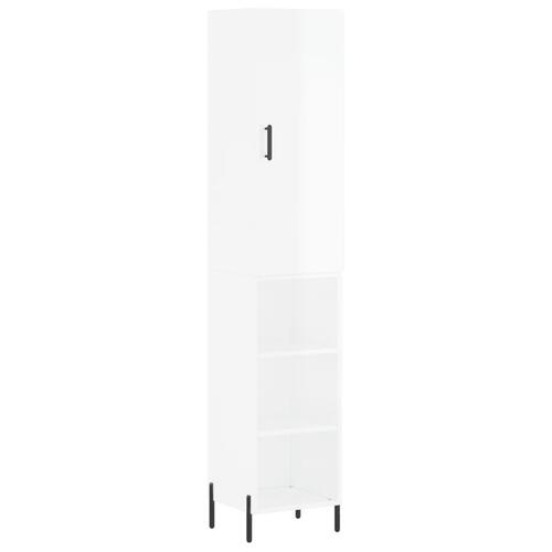 Skab 34,5x34x180 cm konstrueret træ hvid højglans
