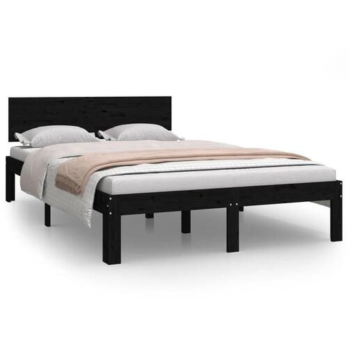 Sengeramme 120x200 cm massivt fyrretræ sort