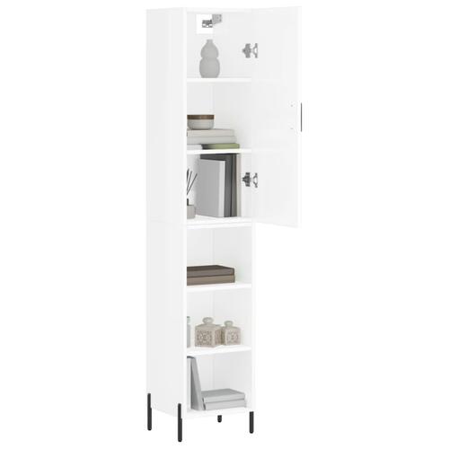 Skab 34,5x34x180 cm konstrueret træ hvid højglans