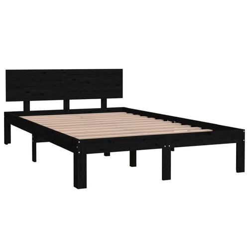 Sengeramme 120x200 cm massivt fyrretræ sort